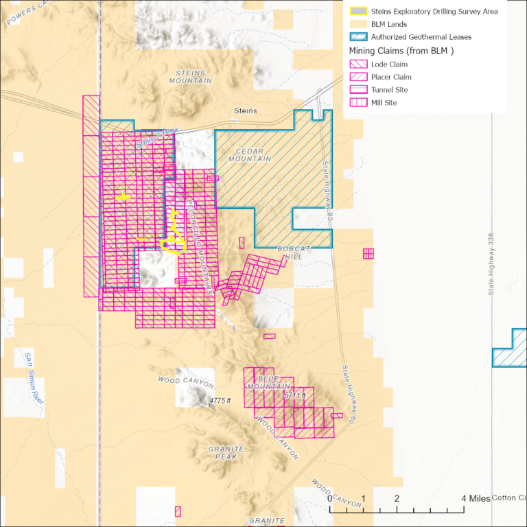 An image of the area south of Steins pass in the Peloncillos that is affected by exploratory mining claims